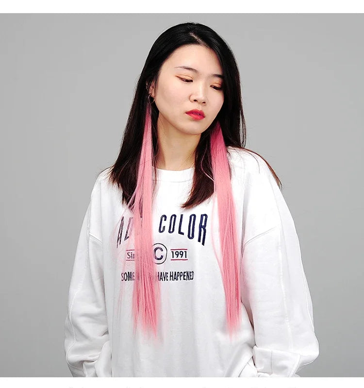 60cm Clip In Hair Extensions Synthetic Long Straight Hairpiece Accessories