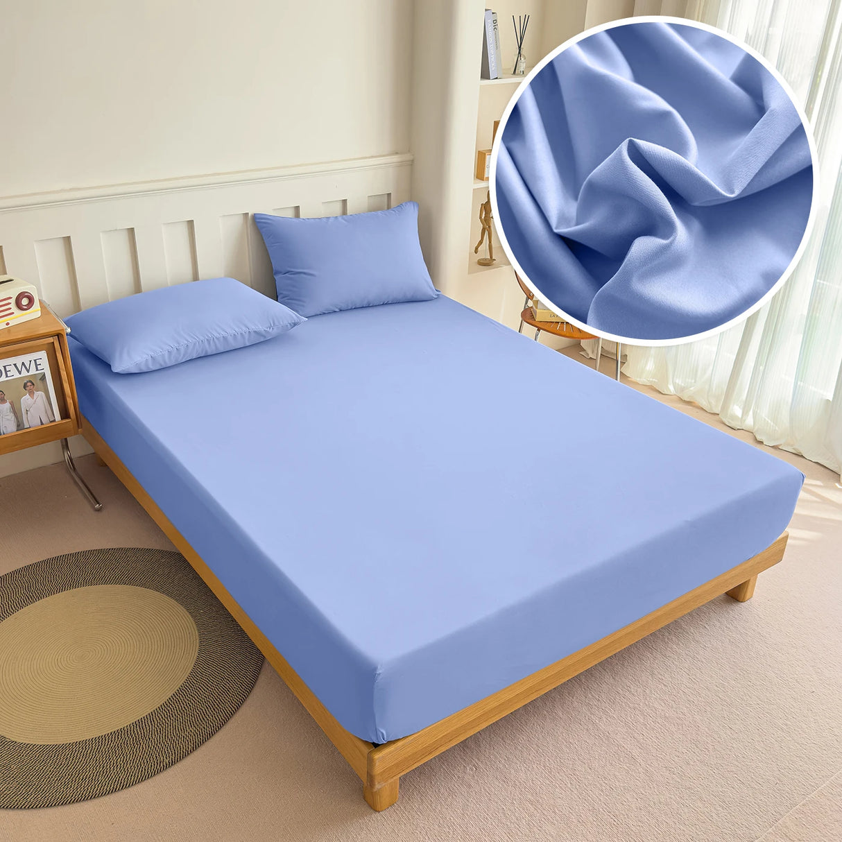 Fitted Bed Sheet 90/120/150/180x200 cm Solid Color Mattress Protector - Cozy Bed Sheets