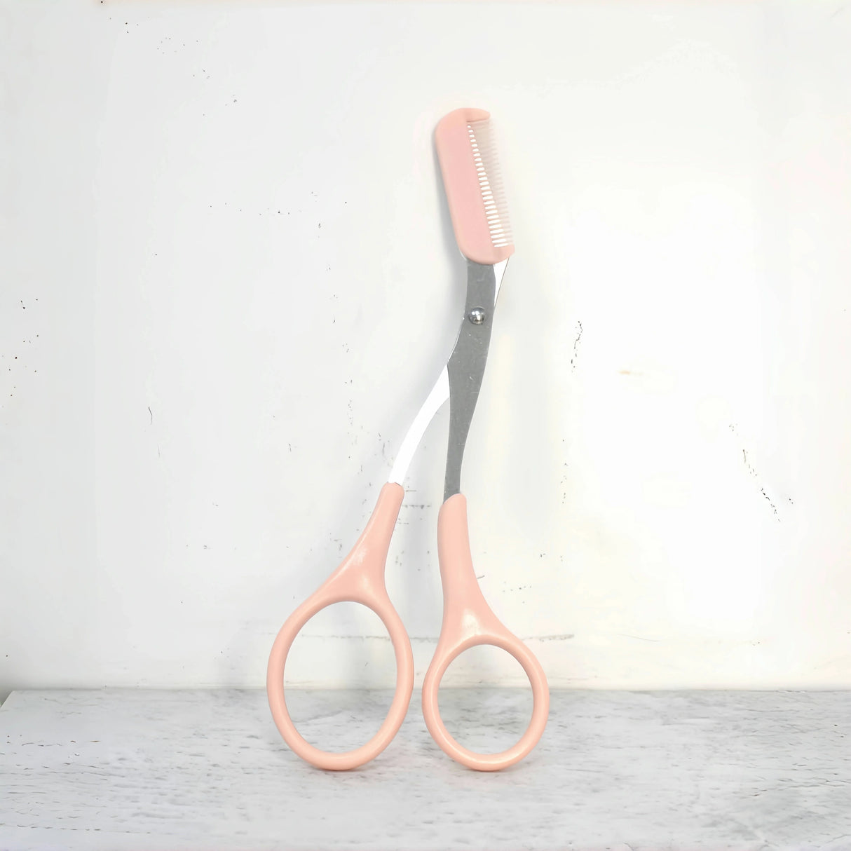 Pink Eyebrow Trimming Scissors with Comb - Stainless Steel Grooming Tool