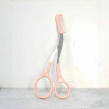 Pink Eyebrow Trimming Scissors with Comb - Stainless Steel Grooming Tool
