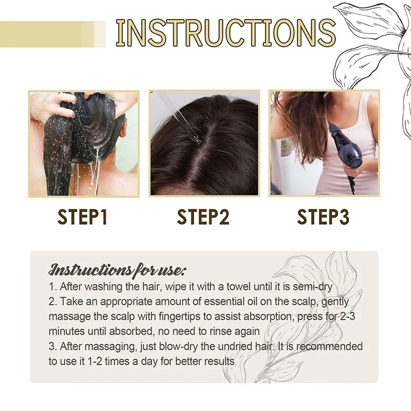Natural Hair Growth Oil Serum - 1/2/3pcs Rosemary Anti Hair Loss Treatment