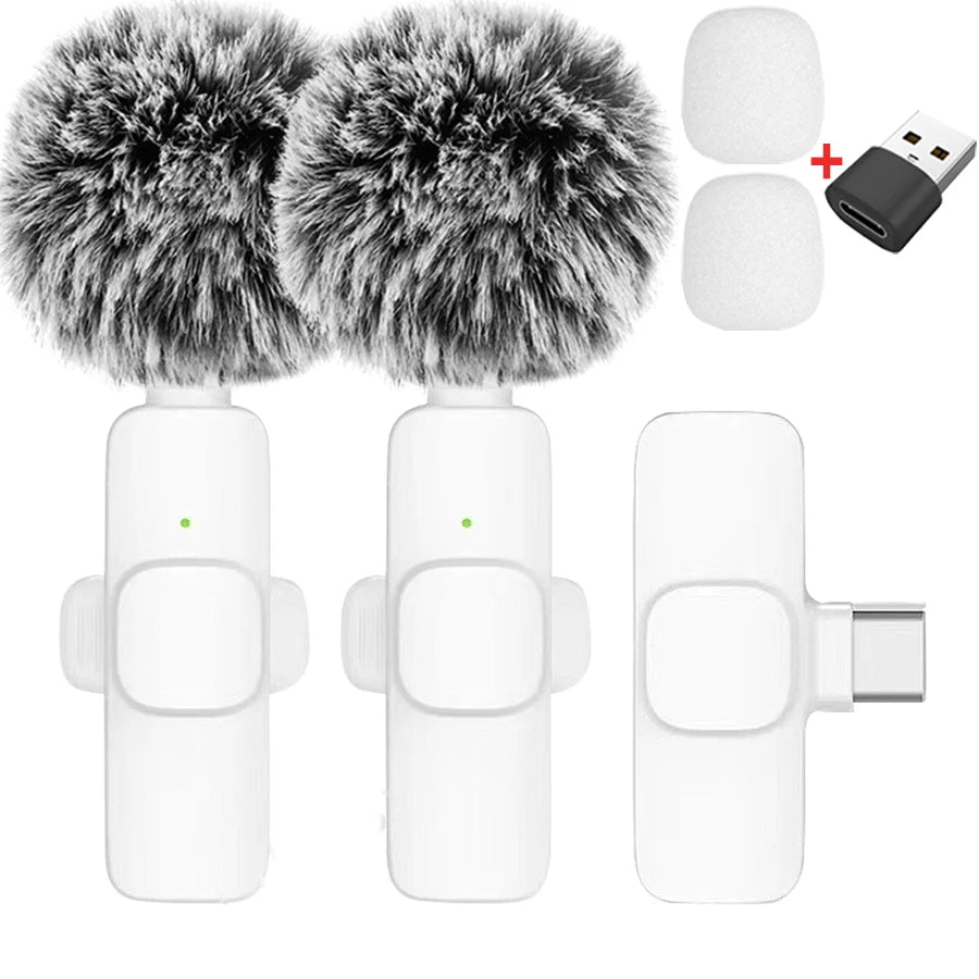 Wireless Lavalier Microphone for iPhone Android PC - Mini Audio Recording