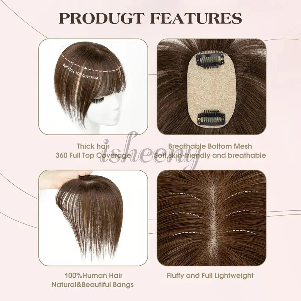 Human Hair Toppers 5x9cm Base Net 20cm Natural Look Hairpiece