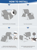 Recliner Cover with Pocket, Anti-Slip Sofa Cushion, Easy Installation