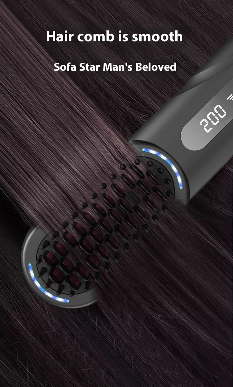 Wireless Hair Straightener Comb with Negative Ion Technology - Rechargeable
