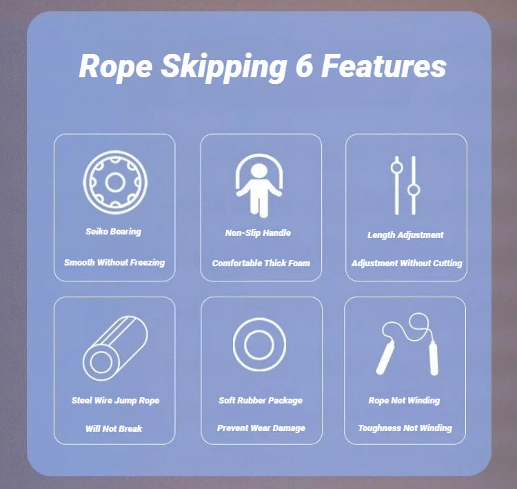 Jump Rope Adjustable Steel Wire Tangle-Free Fitness Workout Equipment