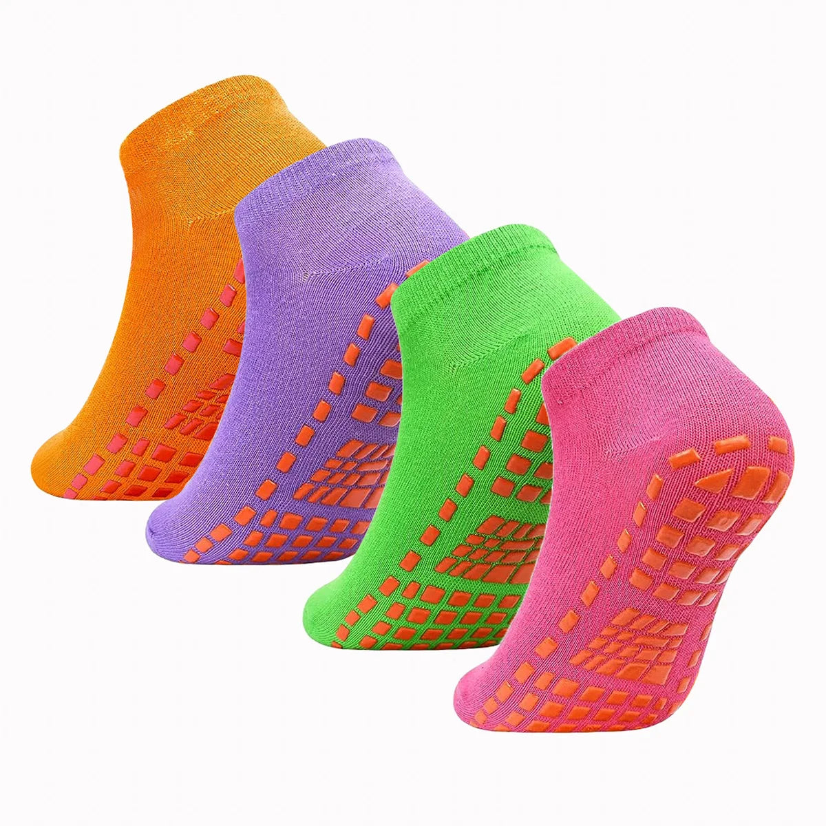 Unisex Silicone Non-Slip Grip Trampoline Socks - 1/4 Pairs for Yoga & Pilates