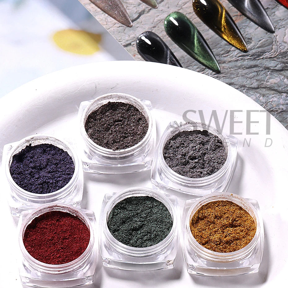 Cat Eye Chrome Magnetic Nail Powder - 6 Colors DIY Manicure Decor