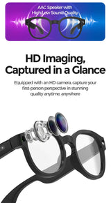 Smart AI Glasses with 800W Camera, Bluetooth, Waterproof, Voice Call