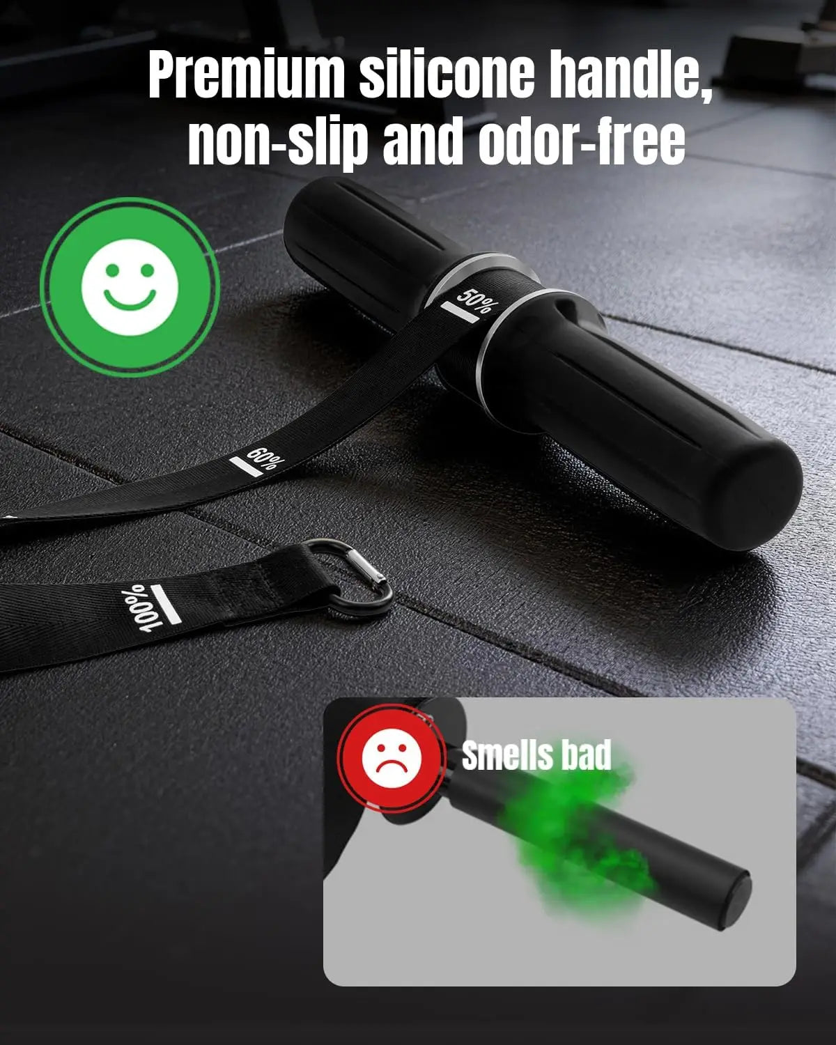 Forearm Strengthener Wrist Roller Silicone Handle Heavy-Duty Nylon Strap