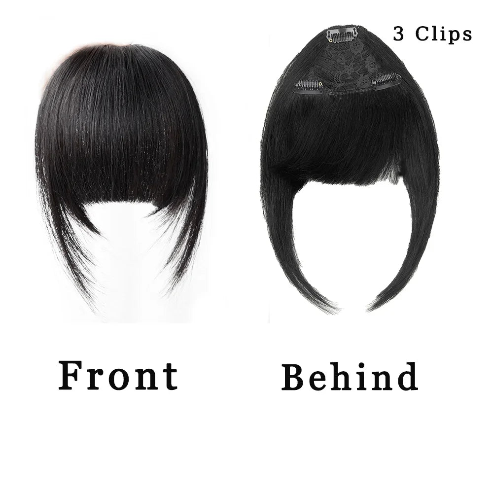 Clip On Bangs Wig for Women - Straight Human Hair Hairpiece