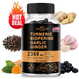 Turmeric Ginger Supplement with Curcumin and Black Pepper, 2360 Mg