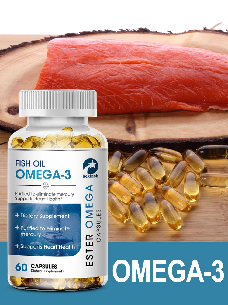Omega-3 Fish Oil Capsules 3600mg - 120 Counts for Heart & Brain Health
