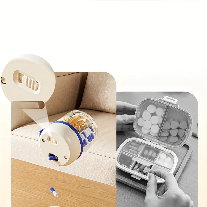 Portable Pill Divider Bottle, 4-Compartment Vitamin Storage Box
