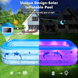 Inflatable Family Pool 100x63x20 PVC Thickened with Solar Lights