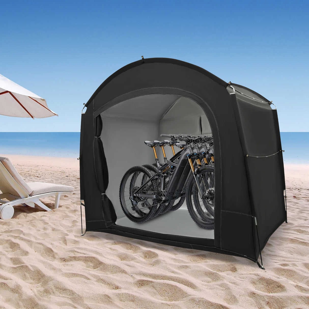 Portable Waterproof Bike Storage Shed for 1-4 Bikes, 220x150x185cm