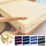 Fitted Bed Sheet 90/120/150/180x200 cm Solid Color Mattress Protector - Cozy Bed Sheets
