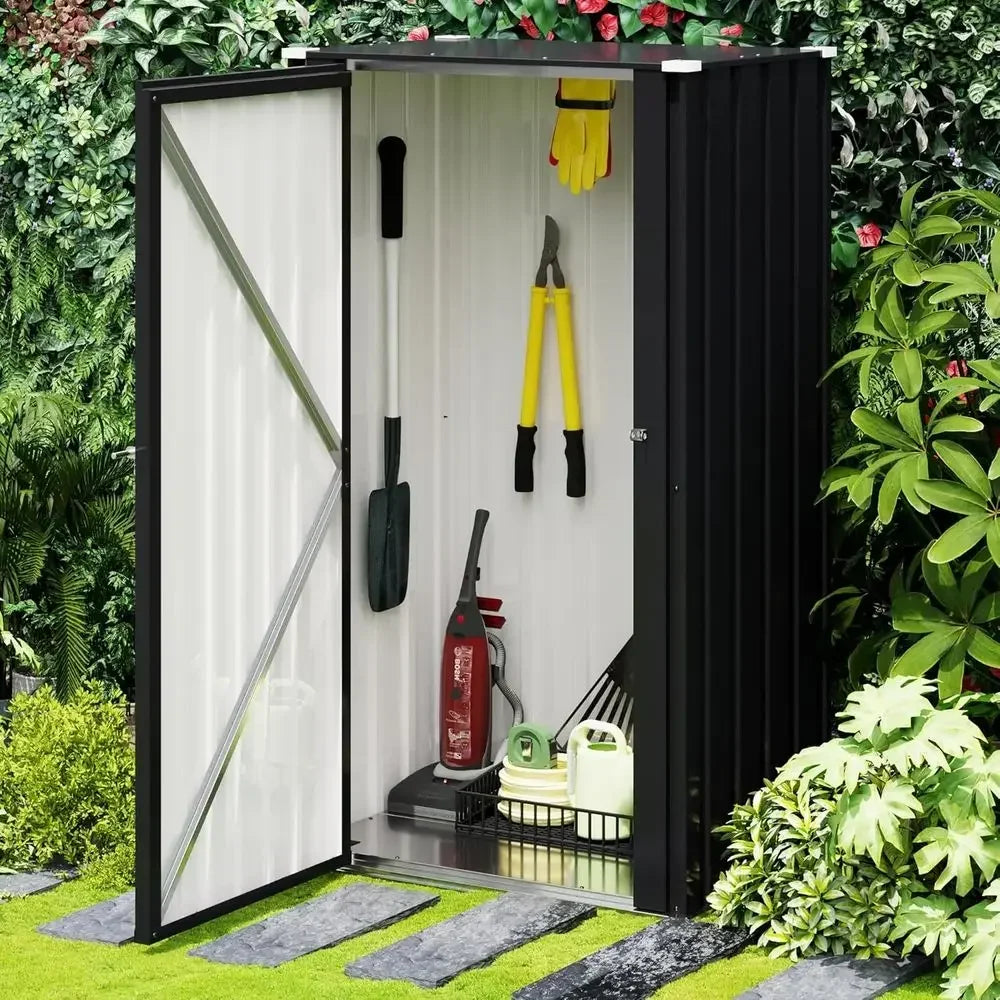 Lockable Metal Storage Shed 22-Foot Outdoor Tool Cabinet, Black