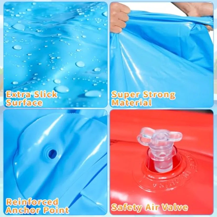 Extra Long Heavy Duty Lawn Water Slide with 3 Bodyboards