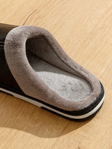 Men's Waterproof PU Leather Slippers - Large Size Indoor Home Shoes