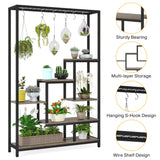Tribesigns 5-Tier Tall Indoor Plant Stand with 10 Hanging Hooks, 70.9 Inches