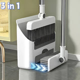 3-in-1 Long-Handled Broom and Dustpan Set for Home Office School Dorm