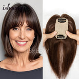Human Hair Topper Hair Pieces 8-14 Inch Straight with Thinning Bangs