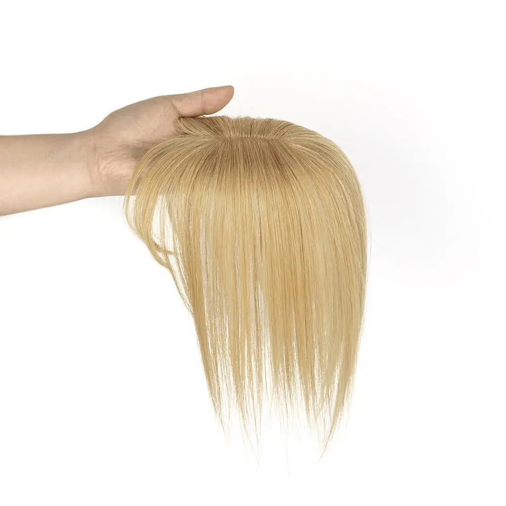 Human Hair Toppers with Clips for Volume and Length, 5x9cm Base