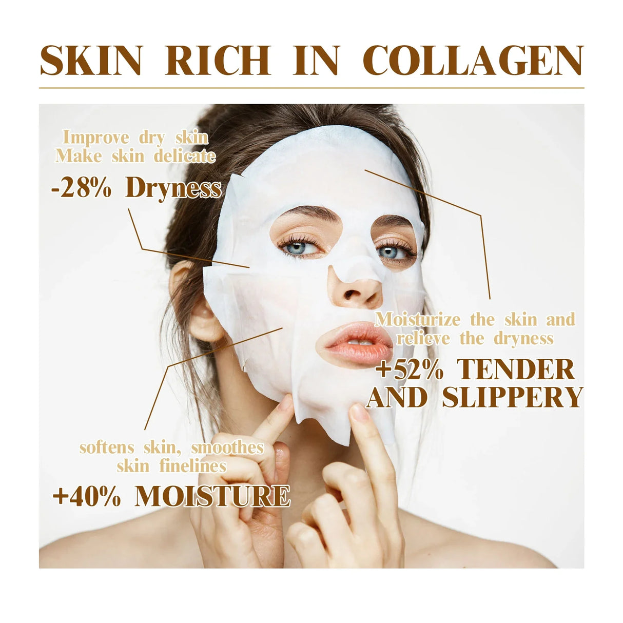 Korean Collagen Facial Mask 10pcs - Anti-Aging, Moisturizing, Brightening