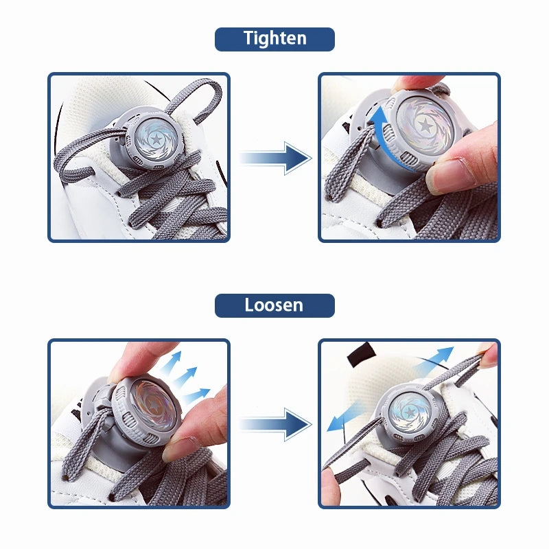 Automatic Flat No Tie Shoelaces with Swivel Buckle for Sneakers Adults Kids