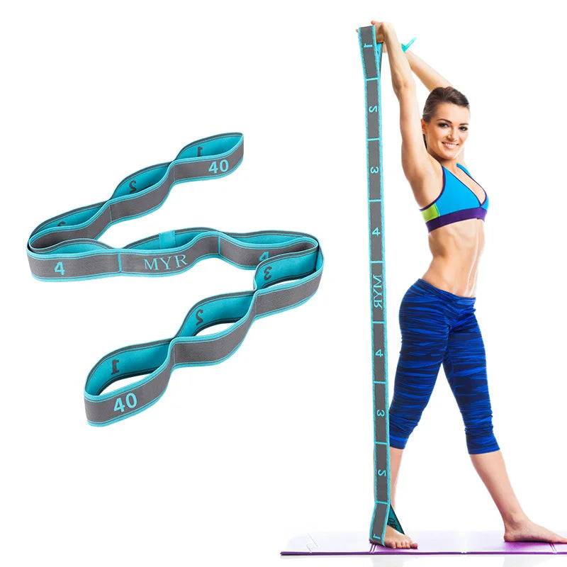 Elastic Yoga Stretching Strap with Loops for Ballet, Dance, Pilates