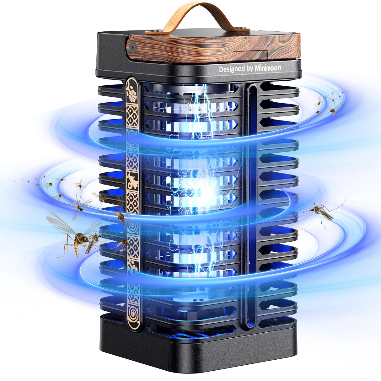 Minimoon Outdoor Mosquito Zapper with Dual LED Light, 15W Electric Trap