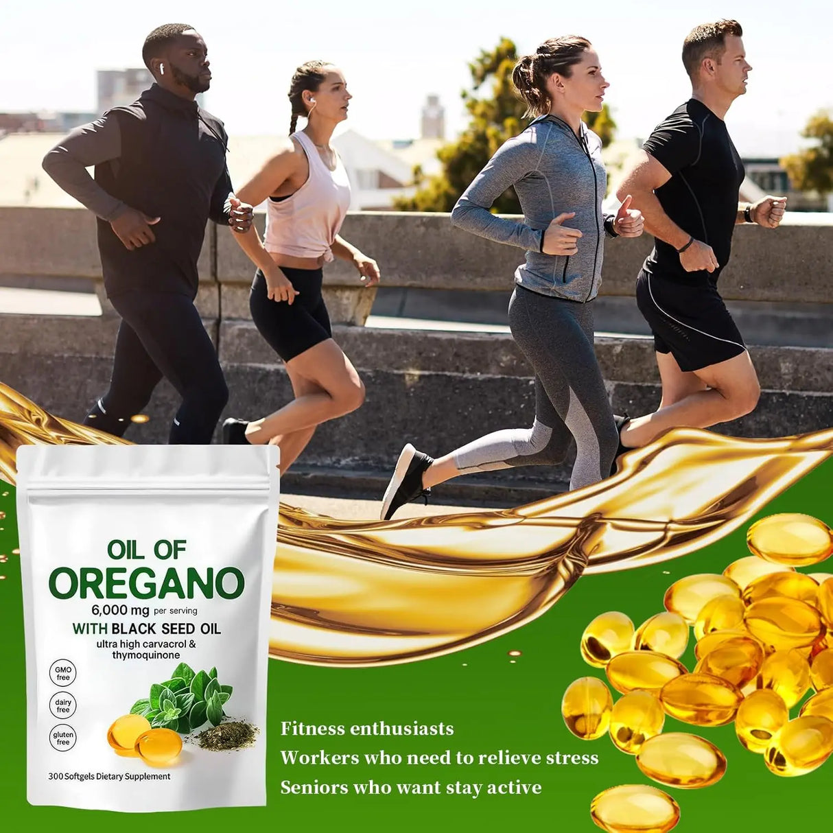 Oregano Oil and Black Seed Oil Capsules, 6000mg, 300 Softgels