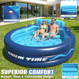 Inflatable Pool with Seats & Headrest, Oversized 90x90x20, Durable PVC