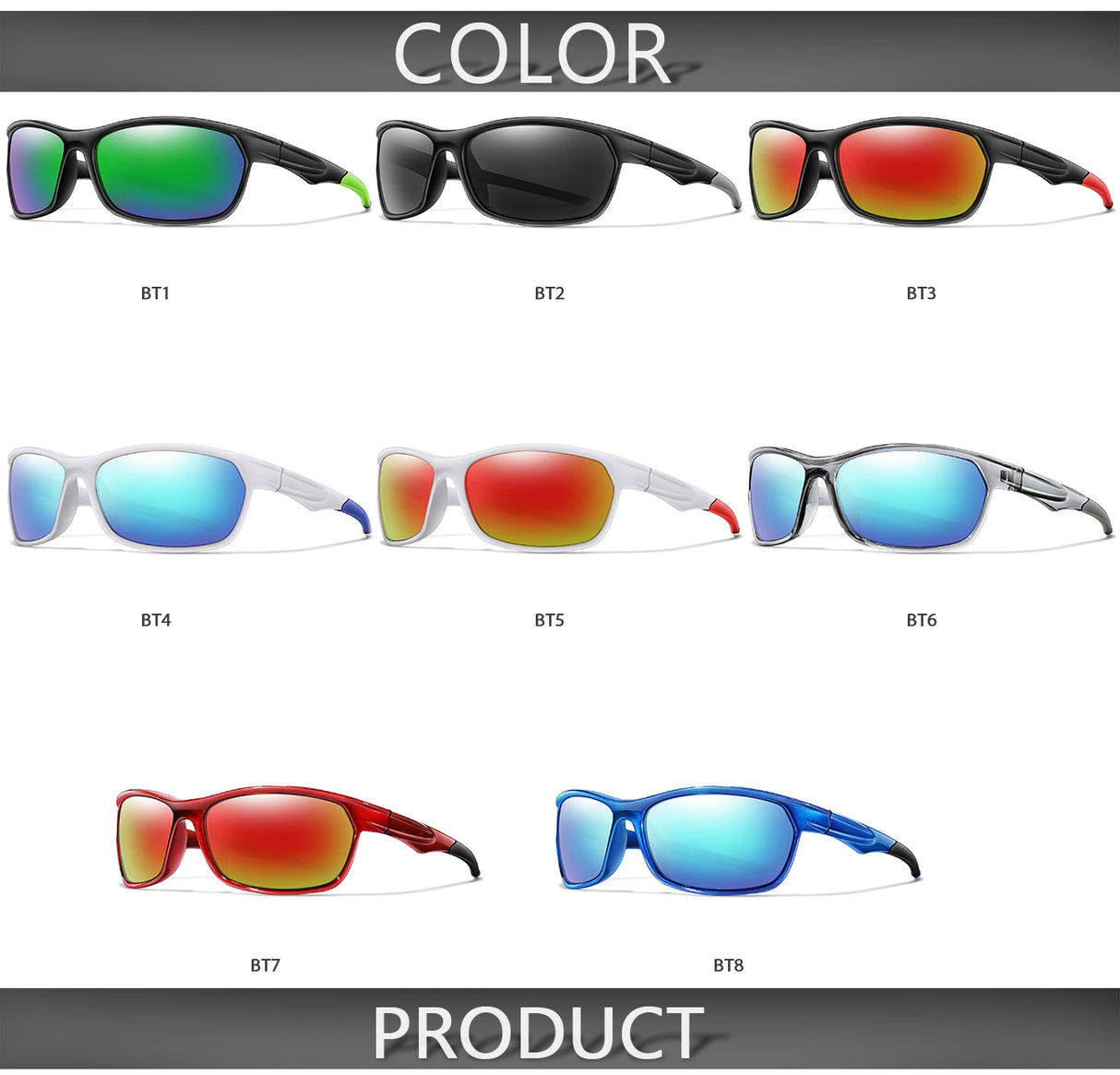 Polarized Sports Sunglasses for Cycling, Fishing, Running - Unisex Eyewear