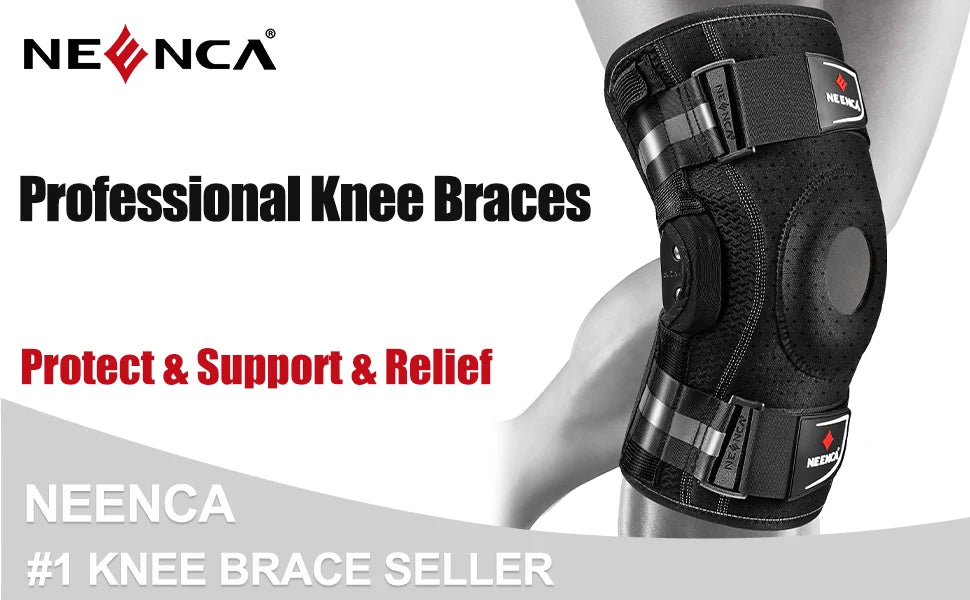 NEENCA Hinged Knee Brace with Side Stabilizers - Adjustable Support & Comfort