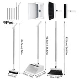 3-in-1 Long-Handled Broom and Dustpan Set for Home Office School Dorm