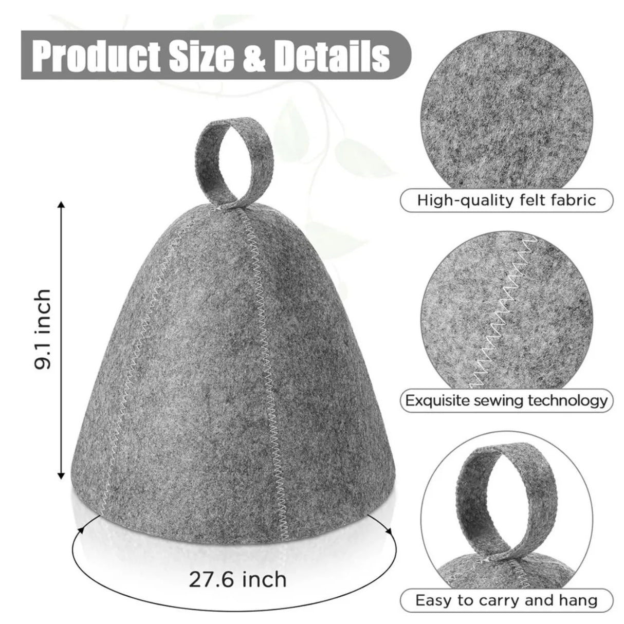 Sauna Cap for Men & Women | Felt Steam Room Hat | Home Sauna Accessory