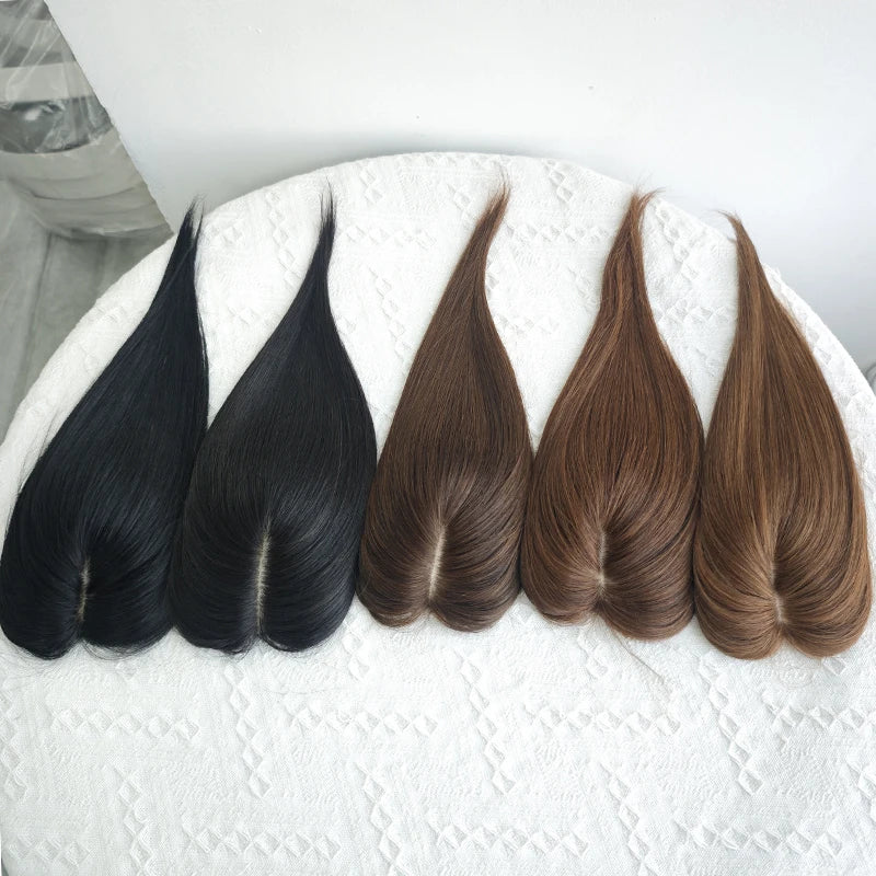 Natural Human Hair Toppers for Women, Silk Base, 5x9cm, Daily Use