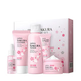Sakura Skin Care Set with Cleanser, Serum, Eye Cream, Facial Cream - Travel Kit
