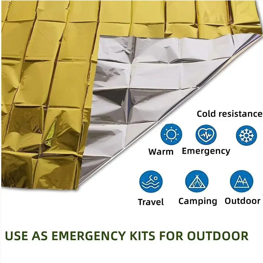 Emergency Thermal Poncho Blanket Lightweight Water Resistant Camping Mat
