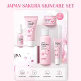 Sakura Skin Care Set with Cleanser, Serum, Eye Cream, Facial Cream - Travel Kit