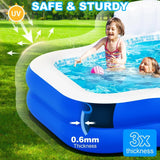 Oversized Inflatable Swimming Pool for Adults with Pump, 121 x 90 x 22 Inches