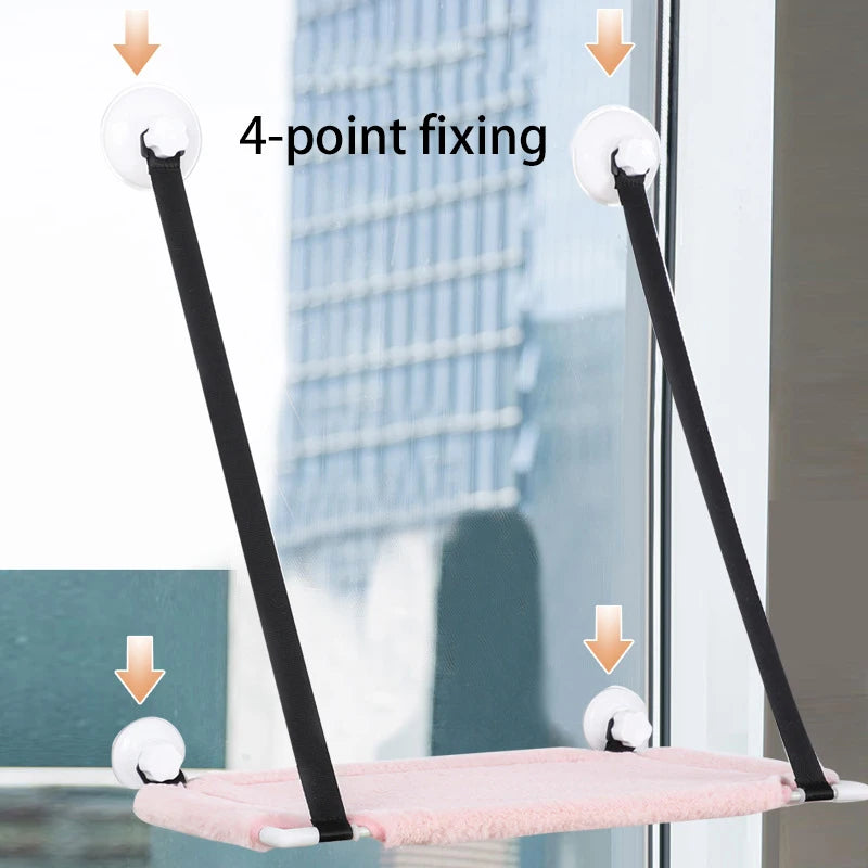 Double-layer Velvet Cat Suspension Bed with Suction Cups - 20kg Capacity