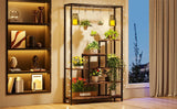 Tribesigns 5-Tier Tall Indoor Plant Stand with 10 Hanging Hooks, 70.9 Inches