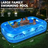 Inflatable Family Pool 100x63x20 PVC Thickened with Solar Lights
