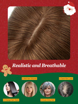 Human Hair Toppers with Clips for Volume and Length, 5x9cm Base