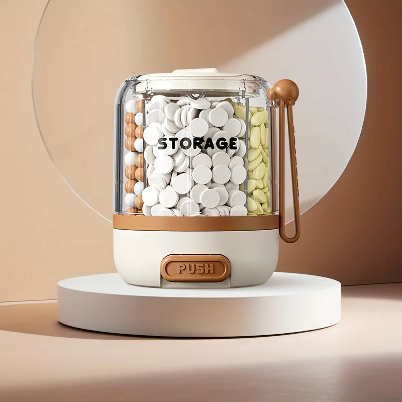 Portable Pill Divider Bottle, 4-Compartment Vitamin Storage Box