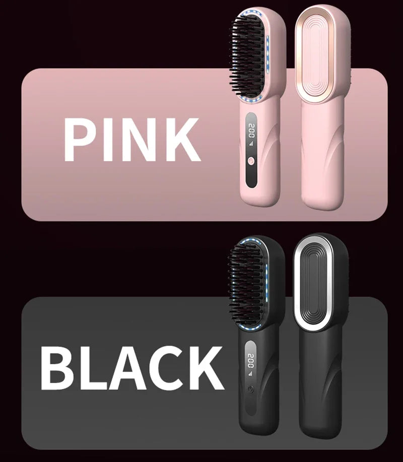 Wireless Hair Straightener Comb with Negative Ion Technology - Rechargeable