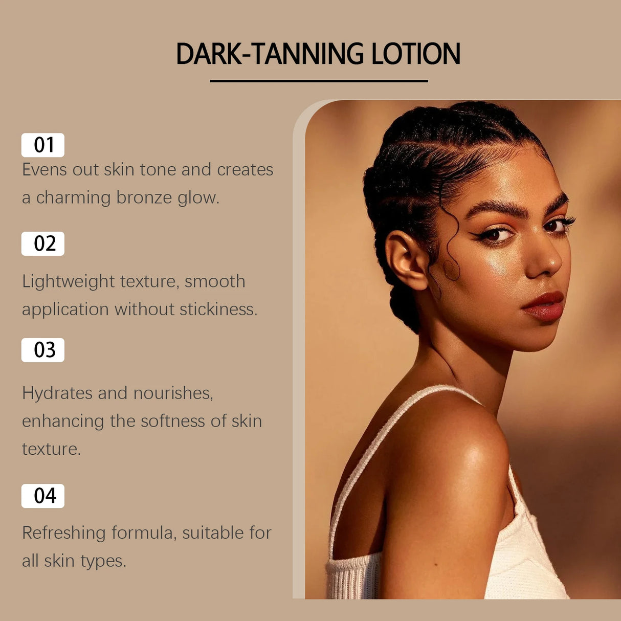 Coconut Oil Tanning Lotion Moisturizer for Deep Bronze Glow 8oz
